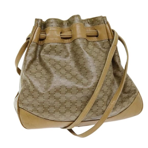 CELINE Macadam Canvas Shoulder Bag Beige Auth - Picture 1 of 16